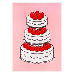 Silkscreen Poster - Strawberry cake, pink - ToppingsKids
