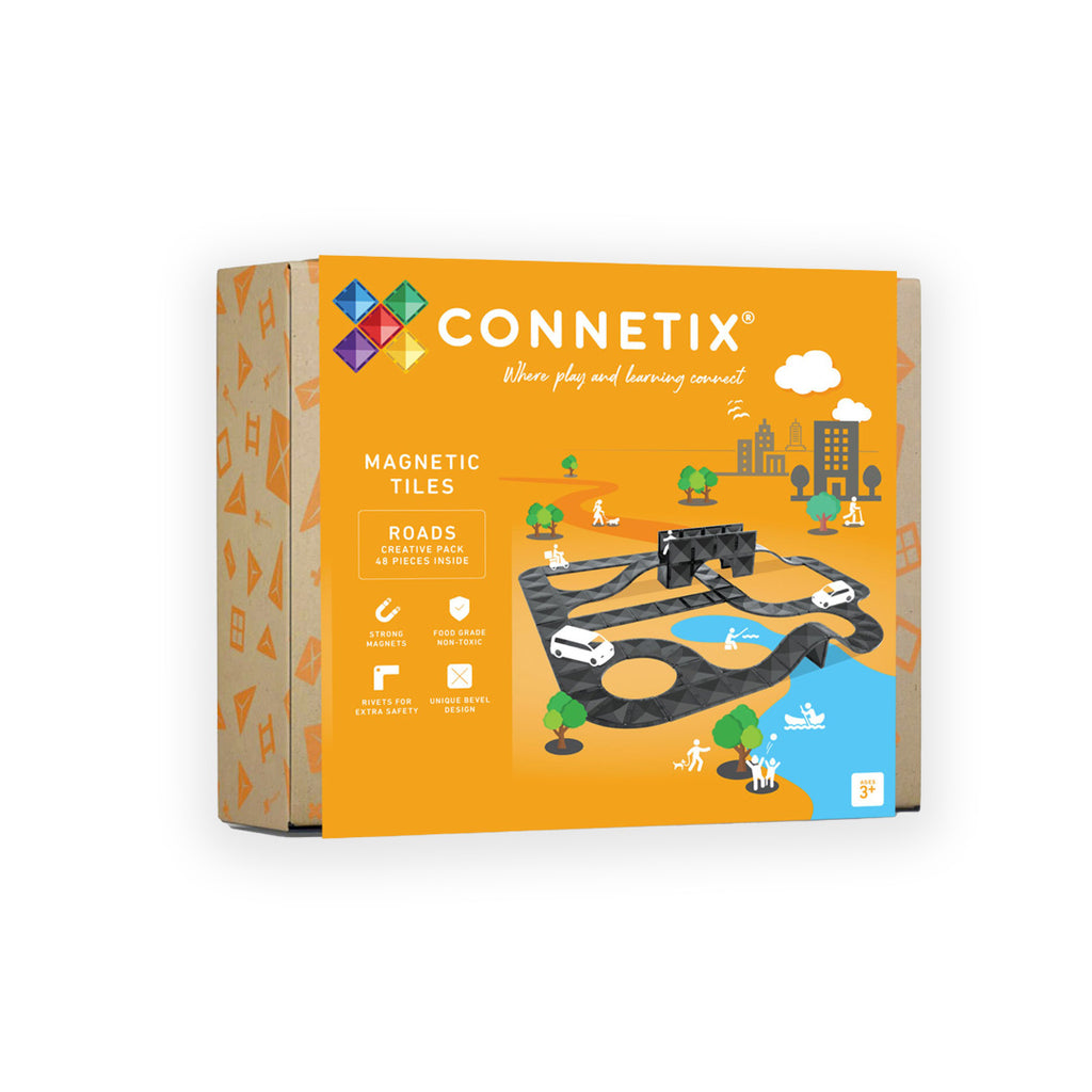 知育玩具 CONNETIX MAGNETIC TILES Connetix - 48 Piece Road Creative Pack | ToppingsKids | Magnetic