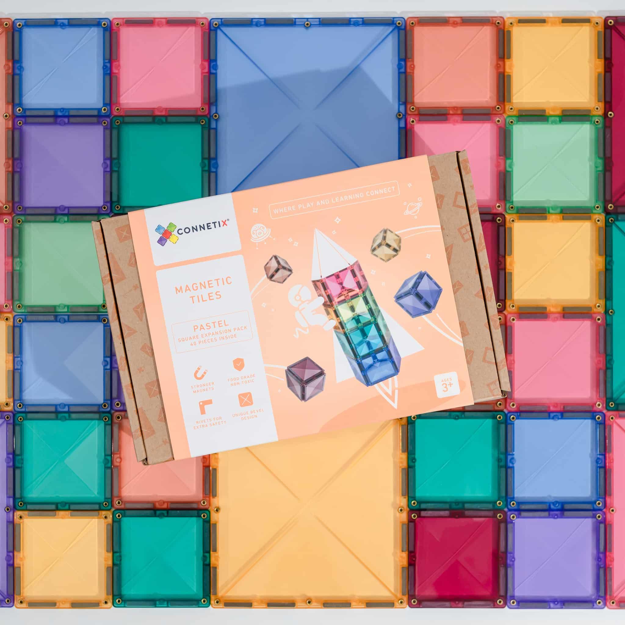 【SALE】Connetix Tiles　マグネットタイル　クリアタイル３４ Magnetic tiles 34 pcs Clear Pack by Connetix – Woodberry