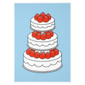 Silkscreen Poster - Strawberry cake, blue - ToppingsKids